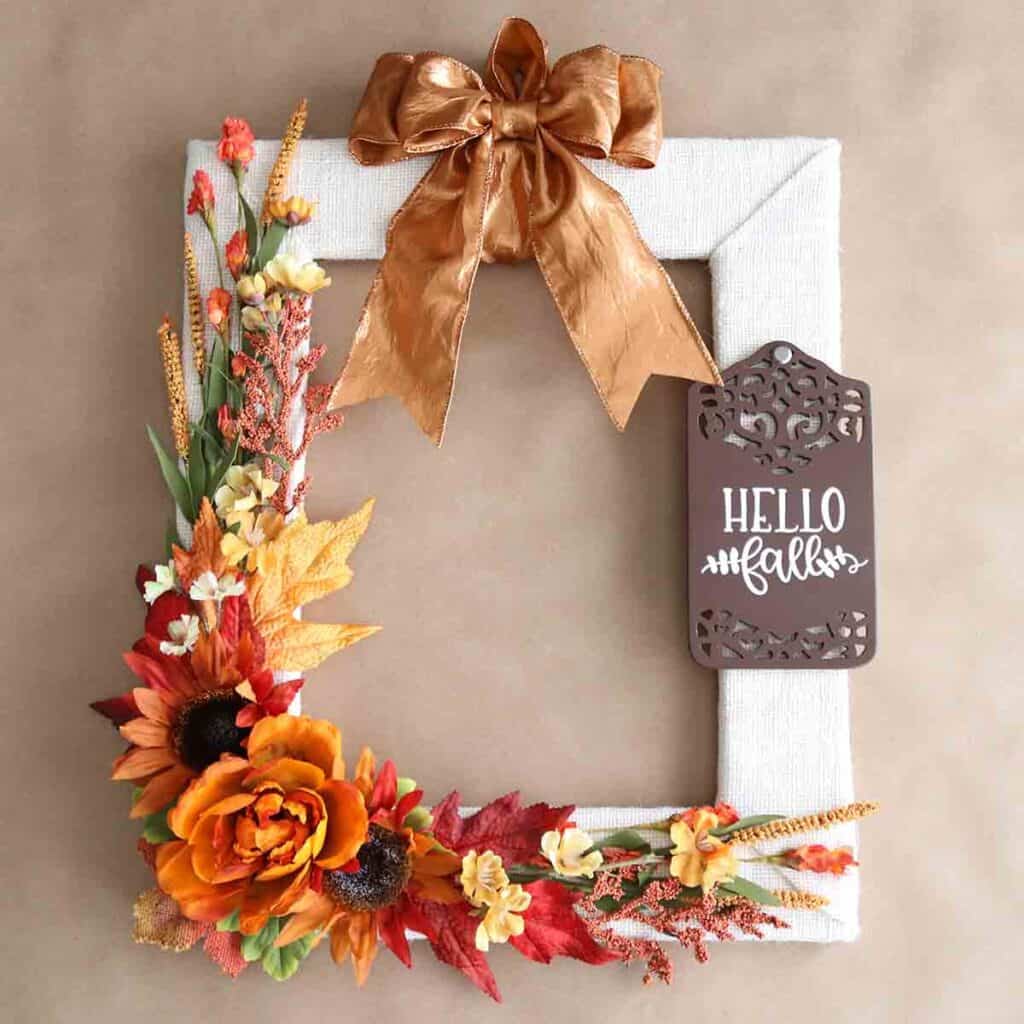 diy fall wreath from a picture frame