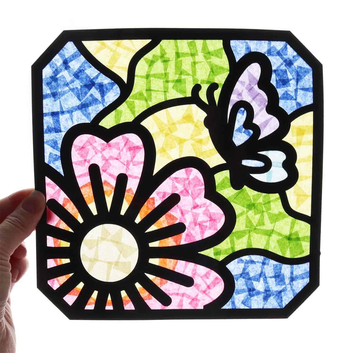 Easy Tissue Paper Stained Glass Craft for Kids and Adults - Aubree