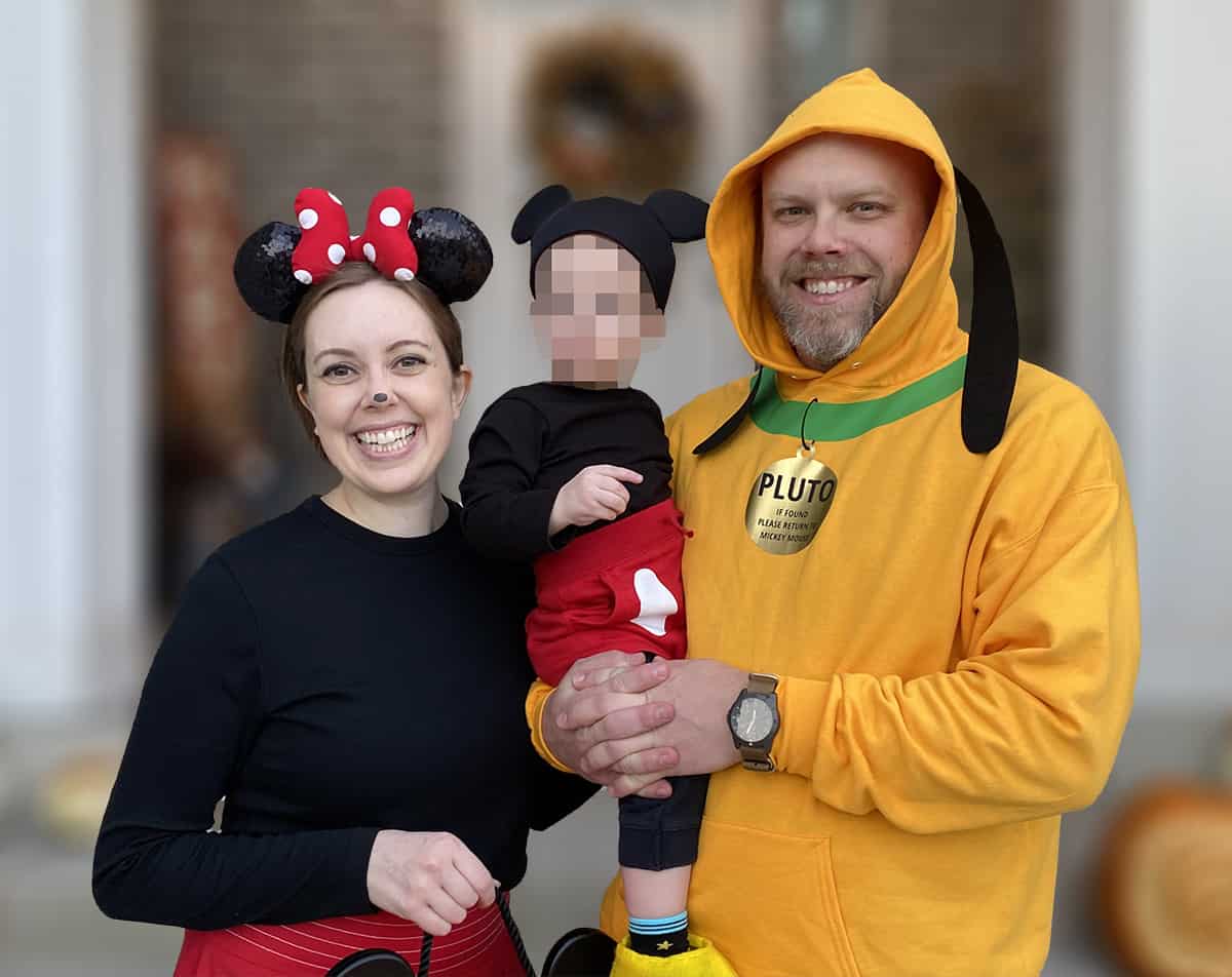 DIY Mickey Mouse, Minnie, and Pluto Family Halloween Costumes