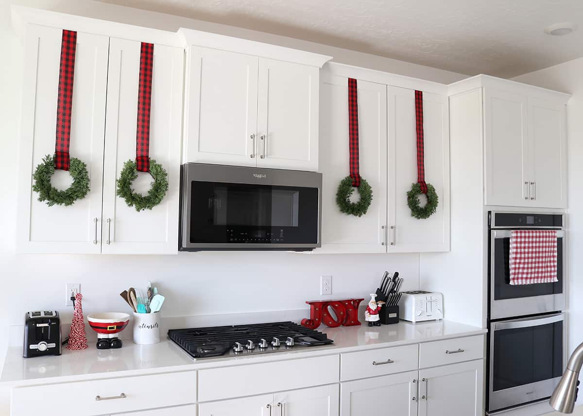 DIY kitchen cabinet wreaths