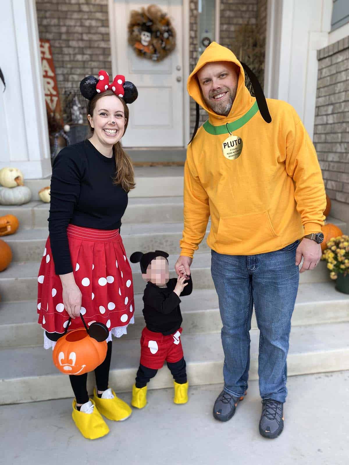 DIY Mickey Mouse, Minnie, and Pluto Family Halloween Costumes - Aubree  Originals