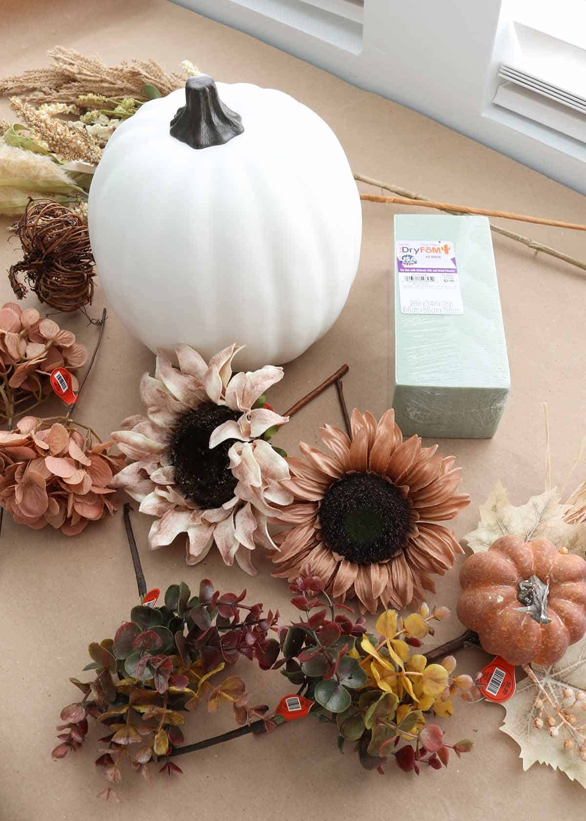 diy fall floral pumpkin arrangement