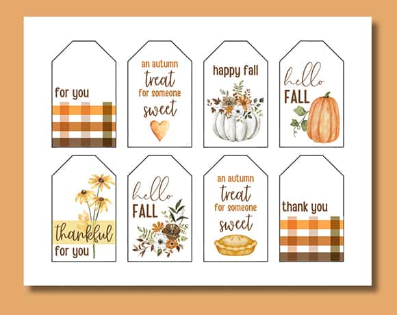 Printable Fall Pumpkin Spice Treat Tags, Baked Goods Tags, Candy