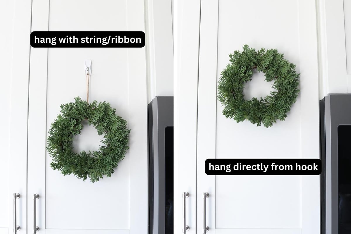 how to hang wreaths on cabinets