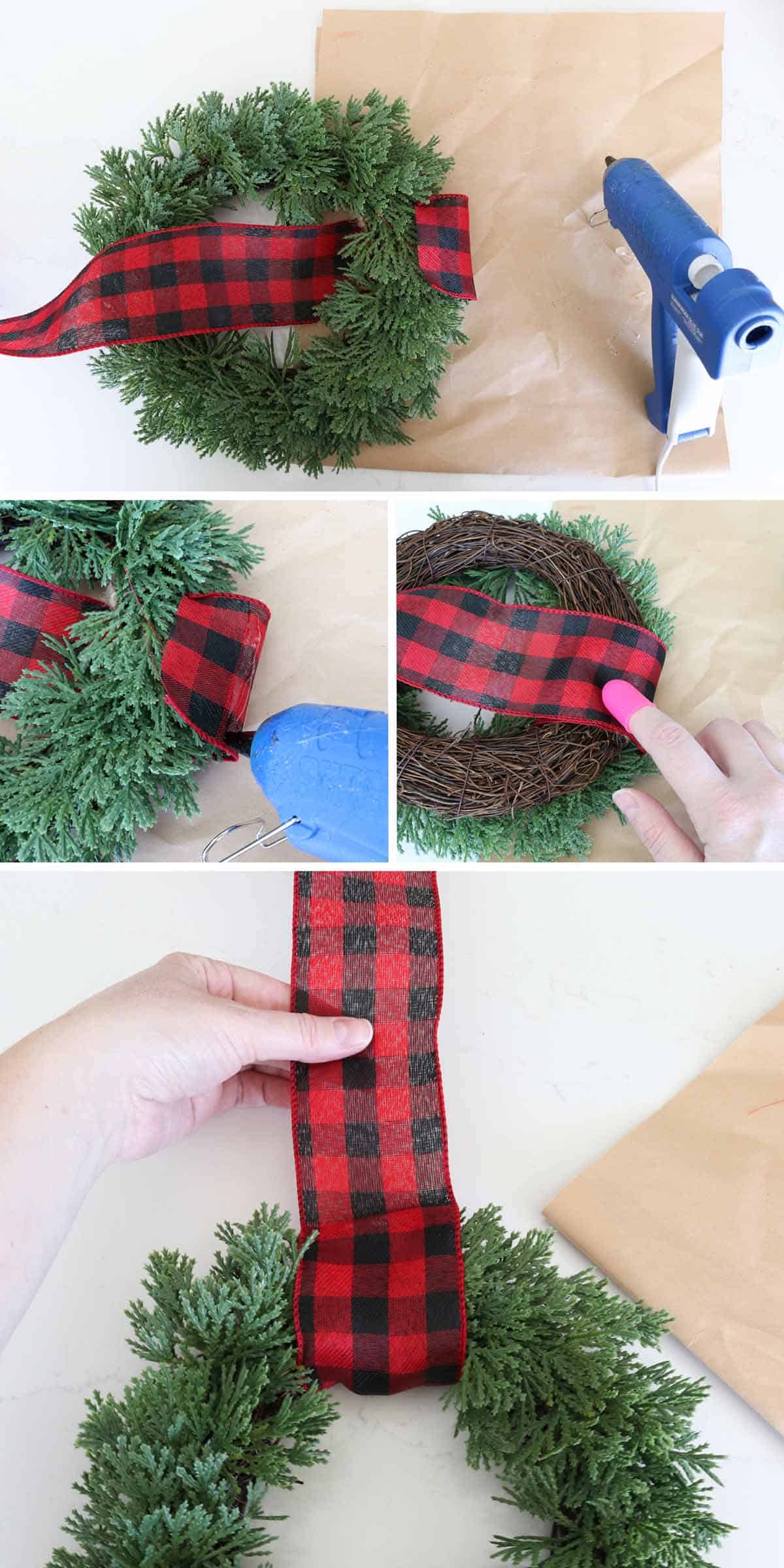 how to hang Christmas wreaths on cabinets