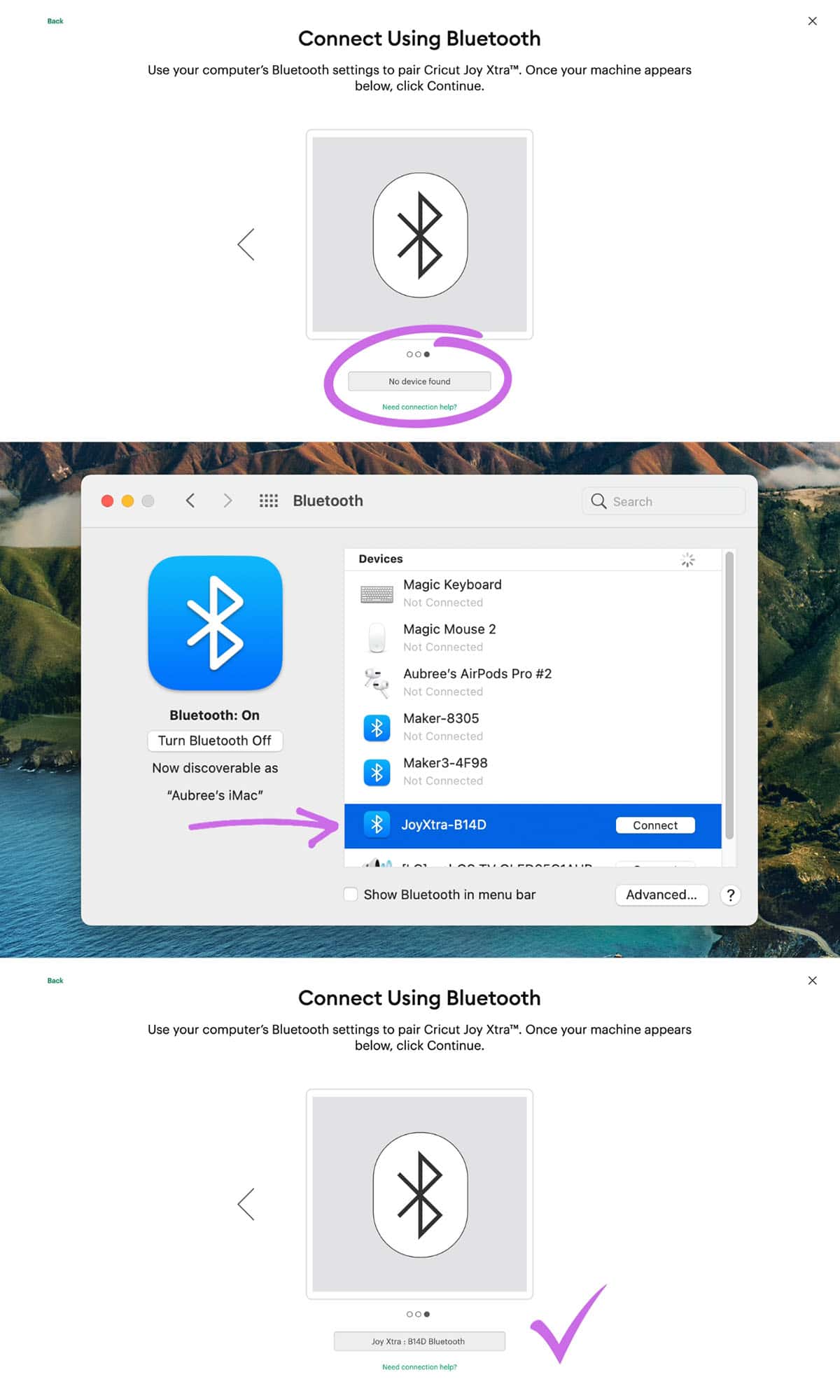 how to connect Cricut machine to bluetooth on a mac computer