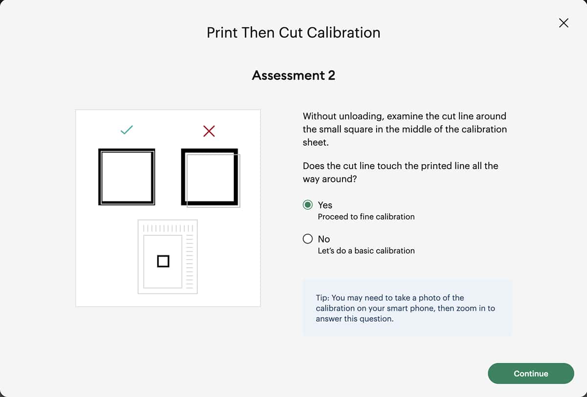 Cricut calibration prompts