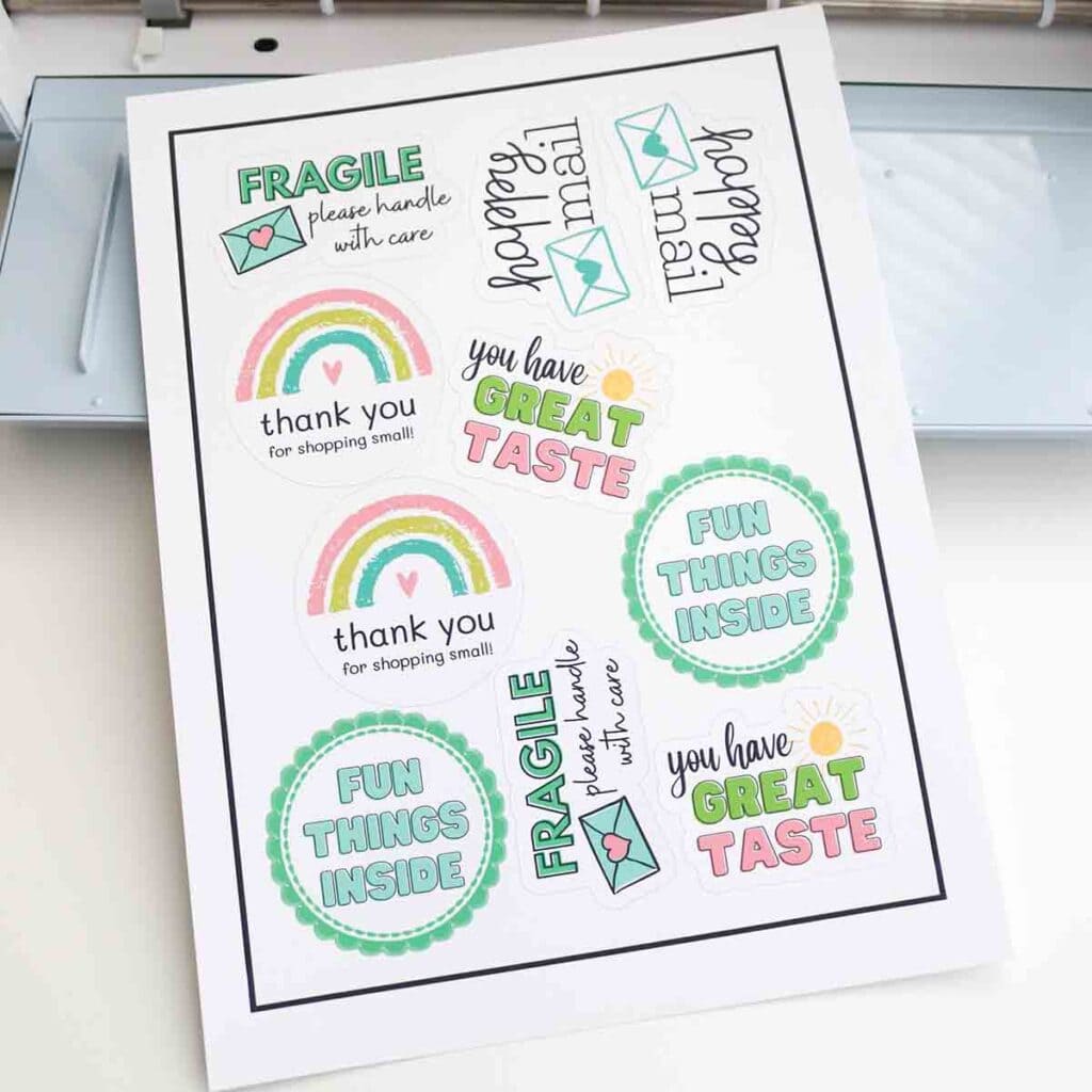 print then cut packaging stickers with Cricut
