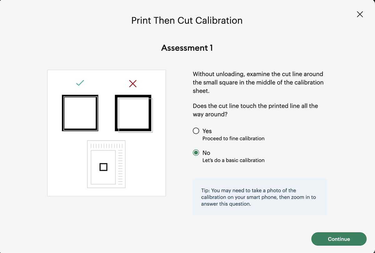 Cricut calibration prompts