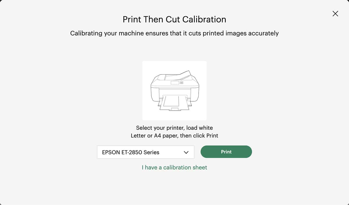 printable Cricut calibration sheet design space prompts