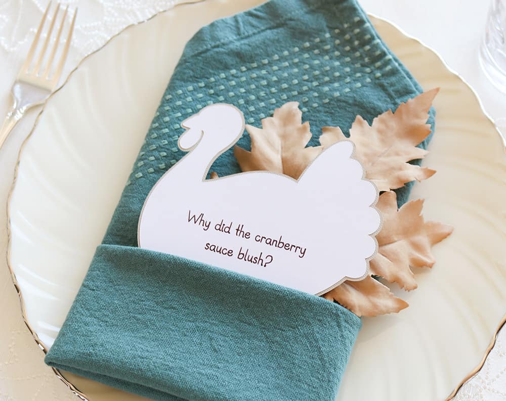 diy turkey place cards with thanksgiving jokes