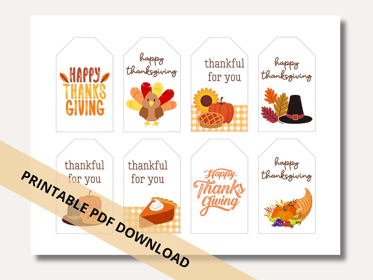 printable pdf download of happy thanksgiving gift tags