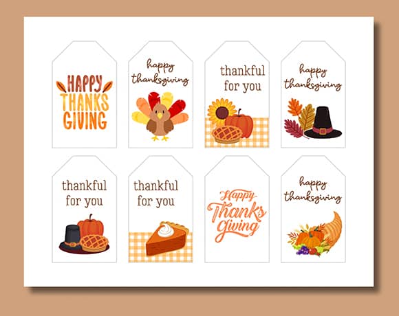 Happy Thanksgiving Gift Tags: 8 Free Printable Tags