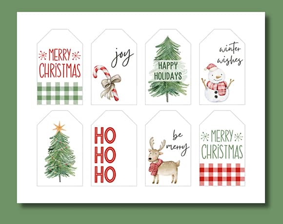 Free Printable Christmas Gift Tags for the Holidays