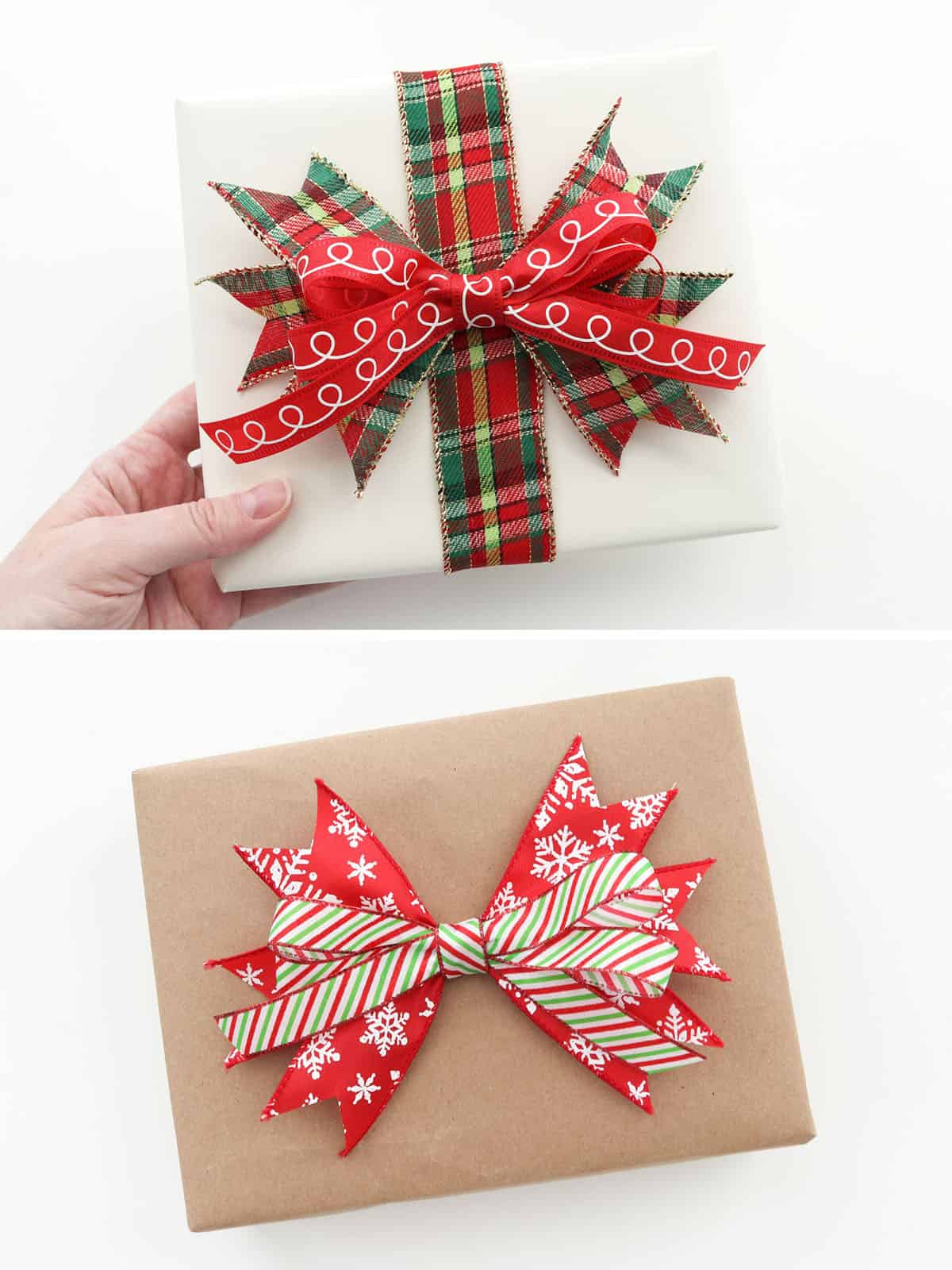 CHRISTMAS BOWS FOR PRESENTS DIY USING LEFTOVER RIBBON FROM DOLLAR