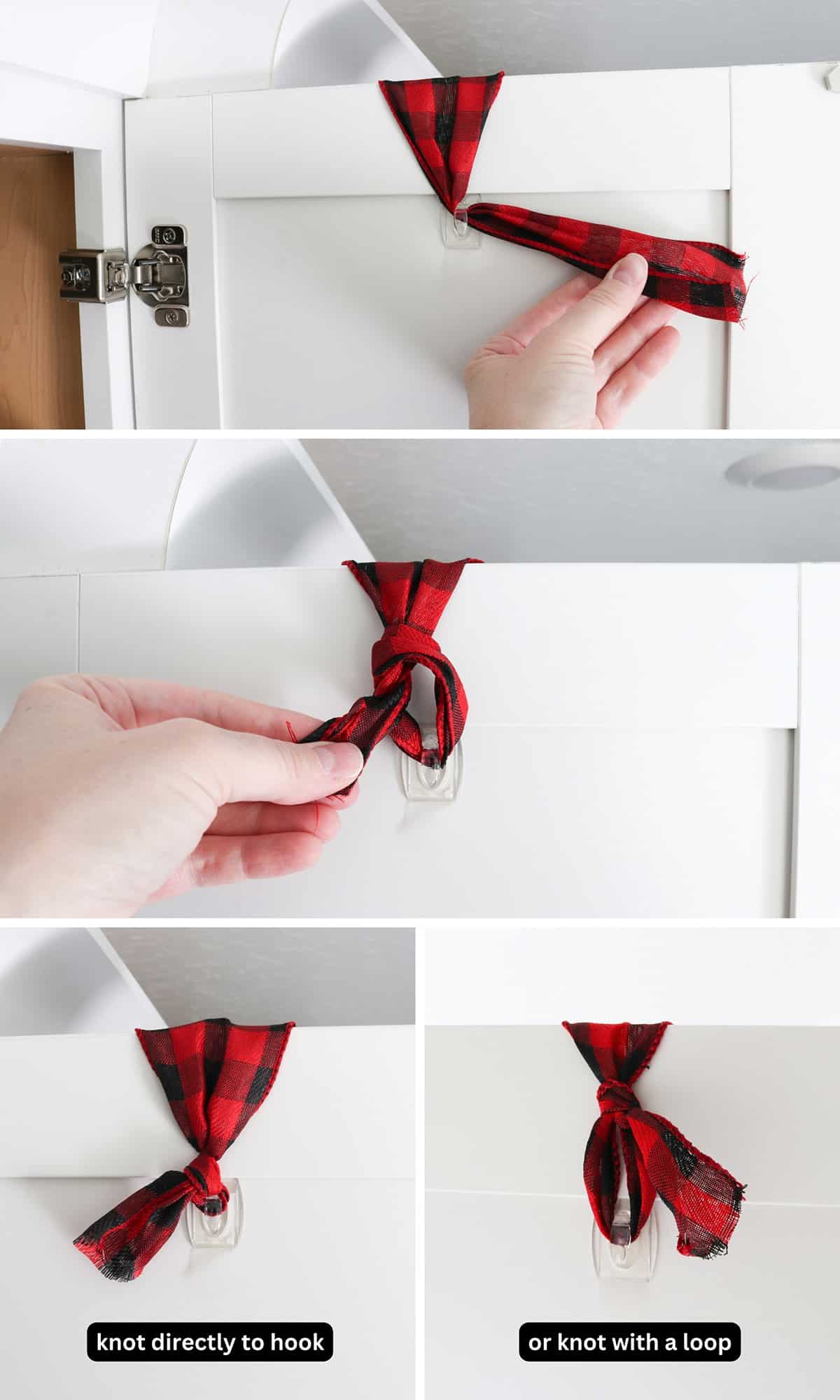 how to hang wreaths on cabinets