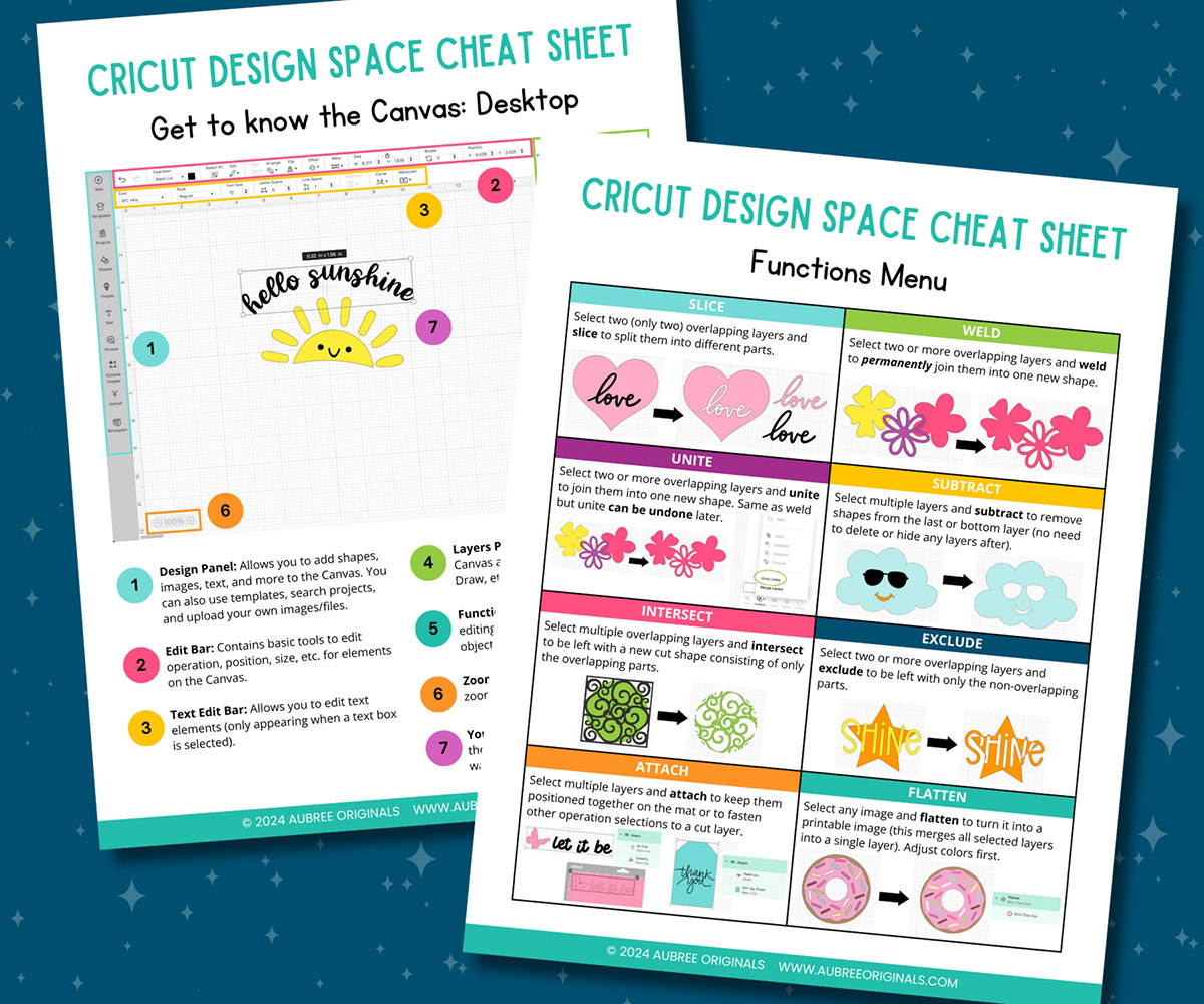 free Cricut cheat sheet printables