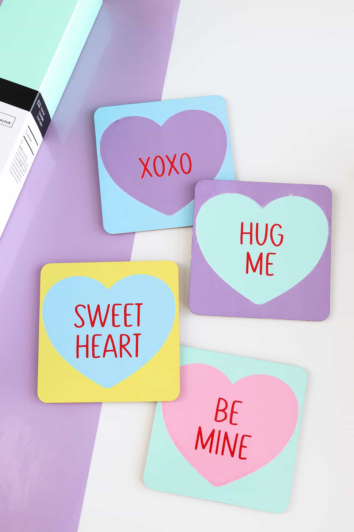 DIY conversation heart coasters for Valentine's Day with Cricut Infusible Ink