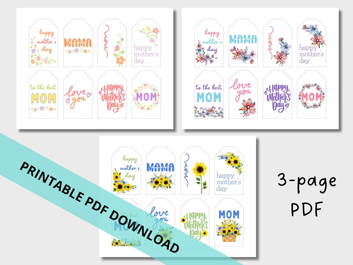 printable pdf download mothers day tags