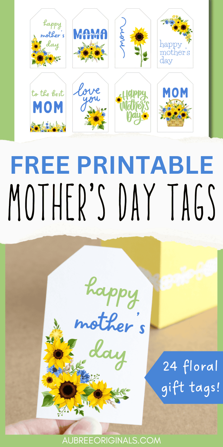 free sunflower mother's day gift tags