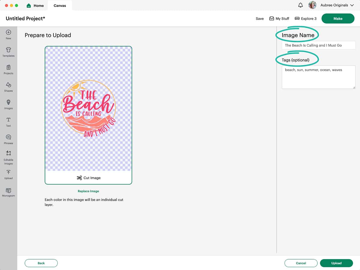 how to upload svg file to Cricut design space