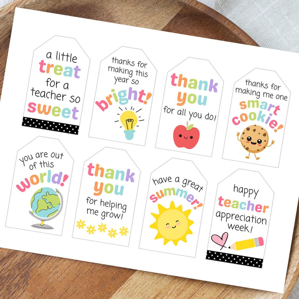 Free Printable Teacher Appreciation Gift Tags - Aubree Originals