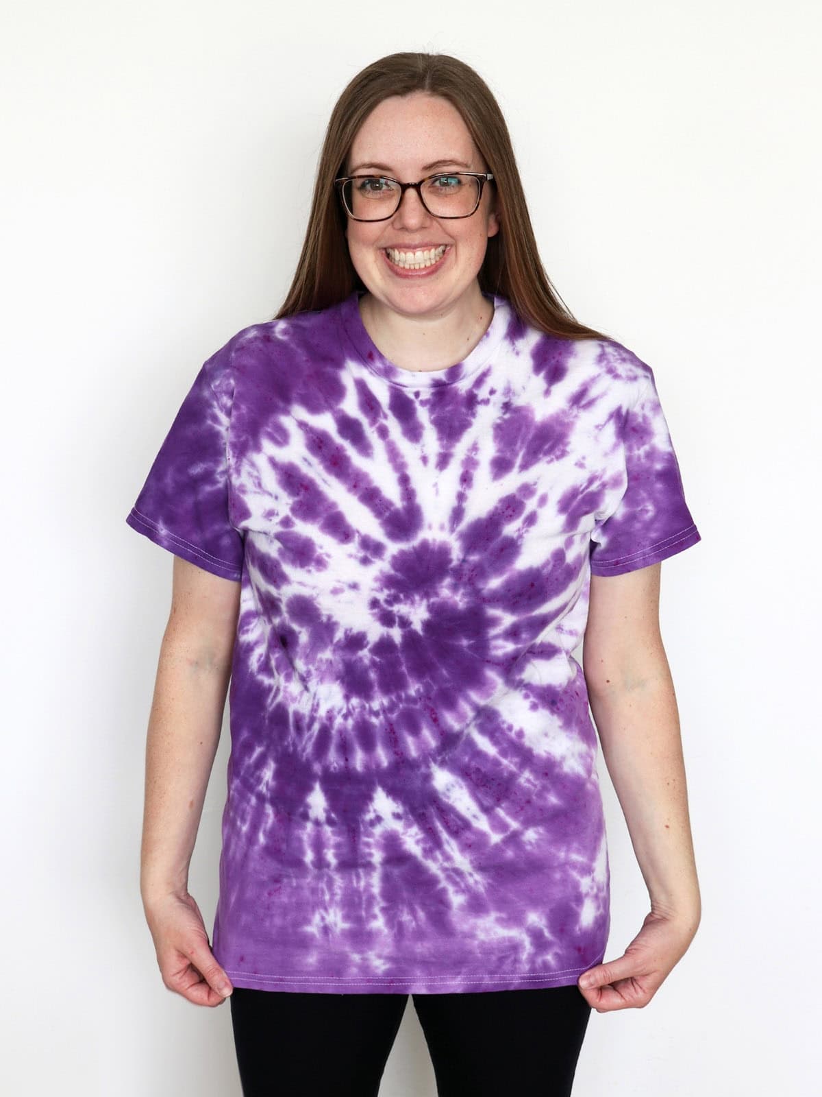 DIY purple monochrome spiral t-shirt