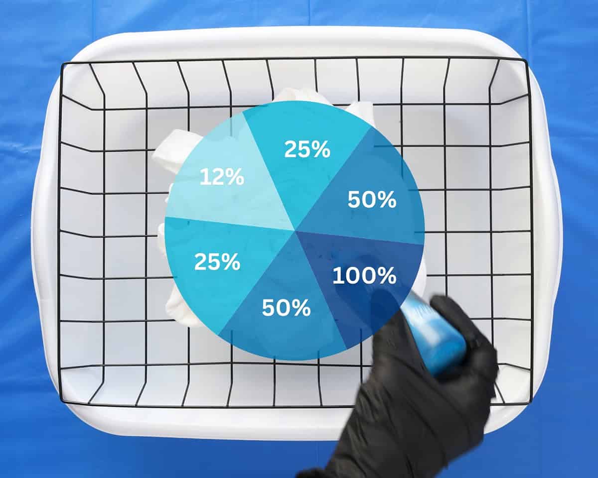 diluted tie dye diagram to make monochrome spiral with one color of dye