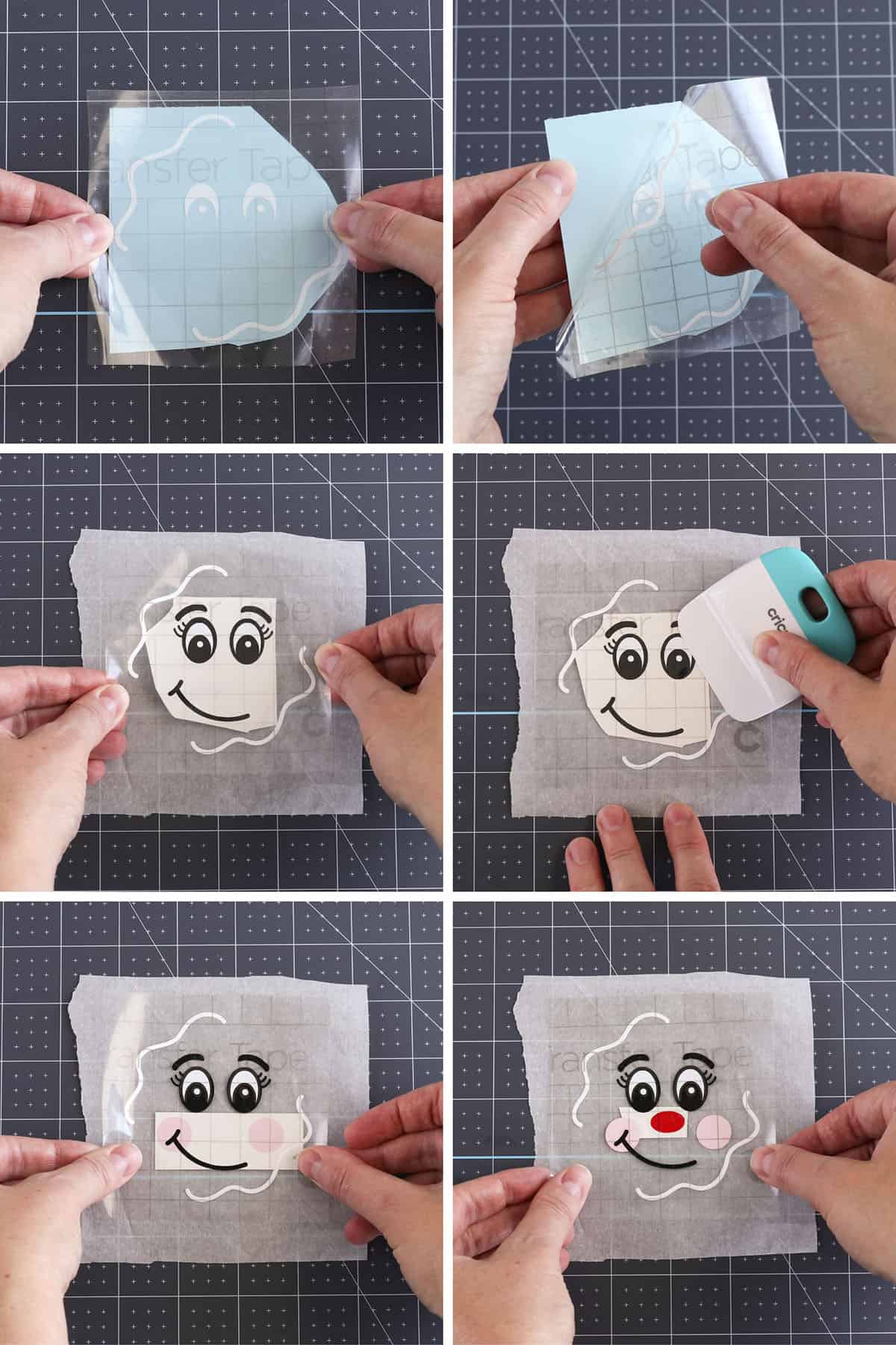 how to layer adhesive vinyl for gingerbread face ornament