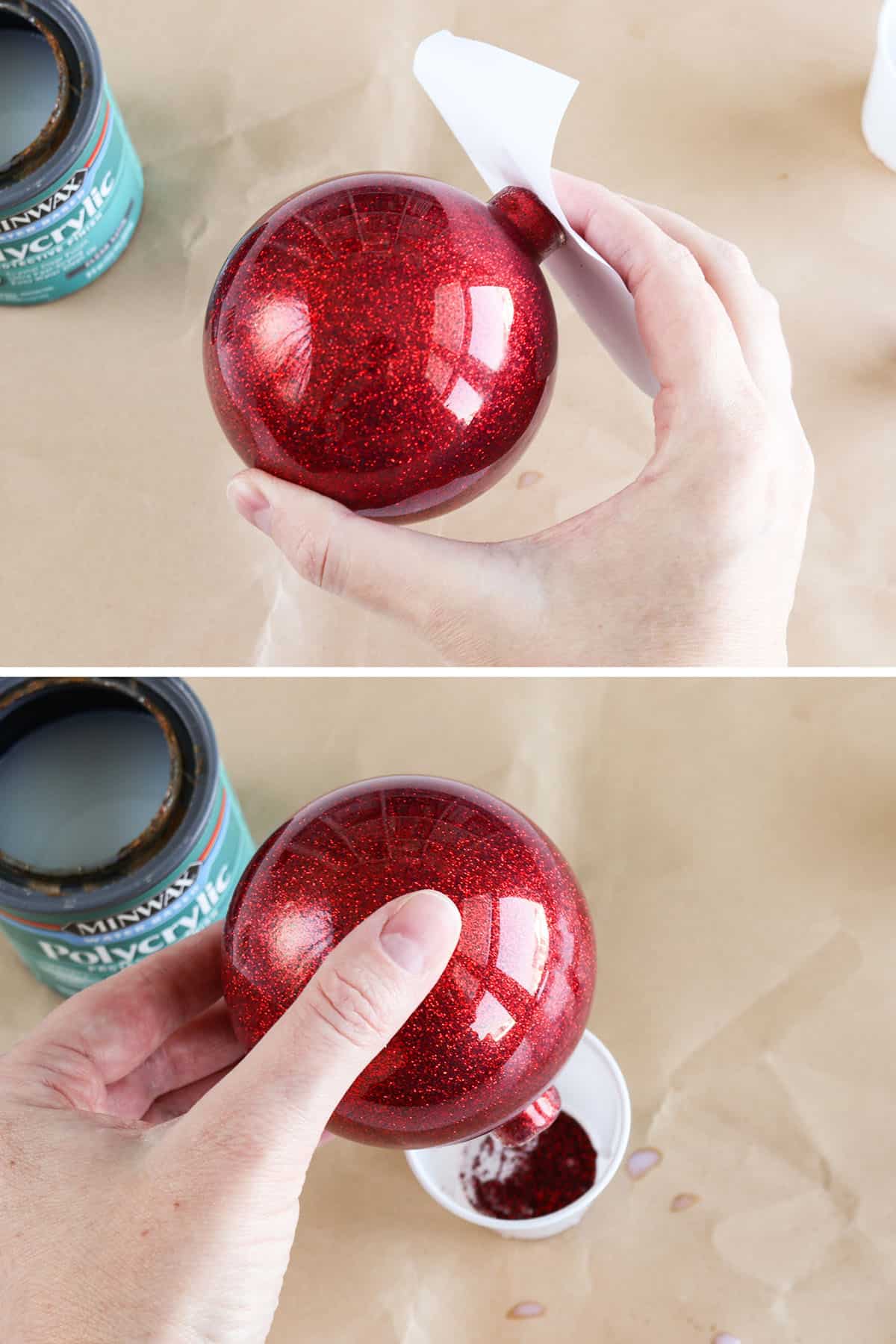 diy glitter ornaments with polycrylic
