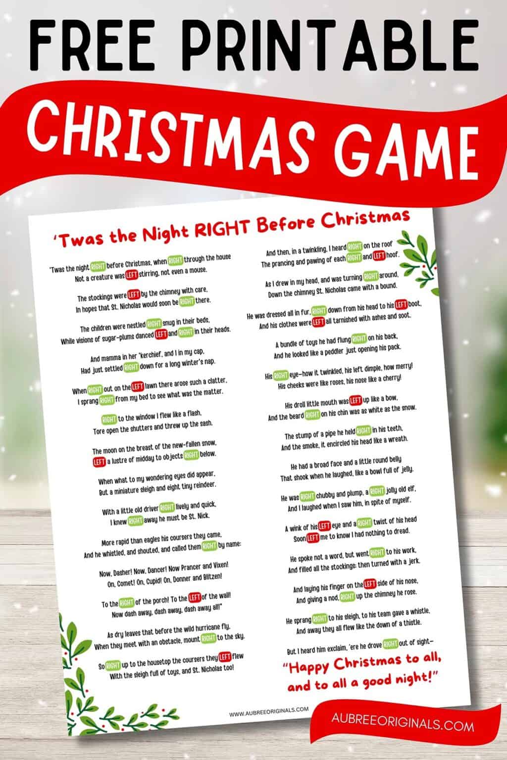 Free Printable Right Left Christmas - Printable Christmas Story Game 1024x1536 