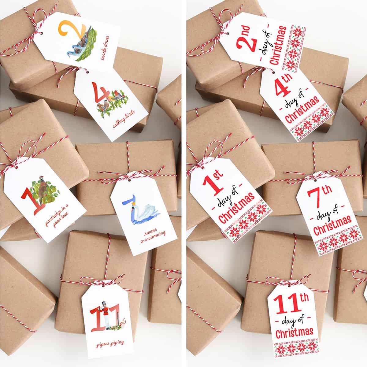12 days of Christmas printable tags