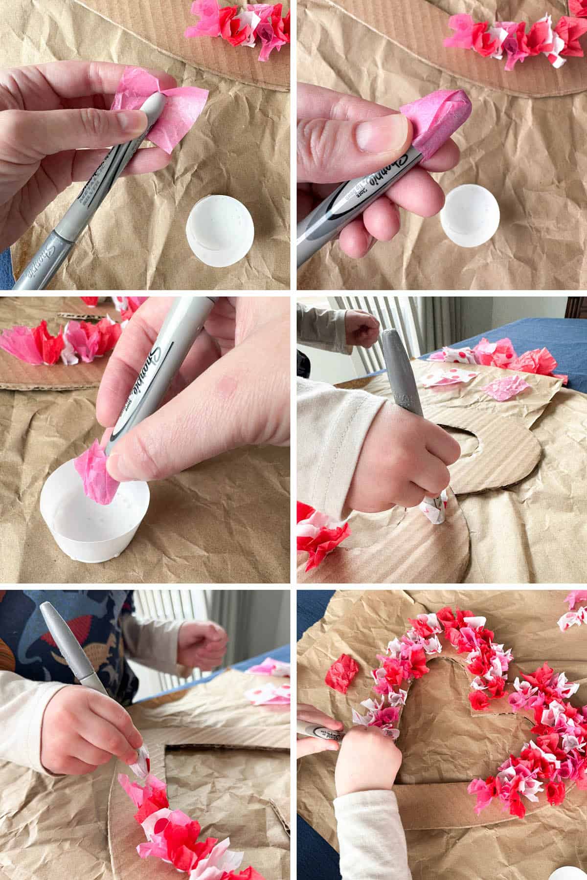 easy diy tissue paper wreath, heart shaped tissue paper wreath for valentine's day decor