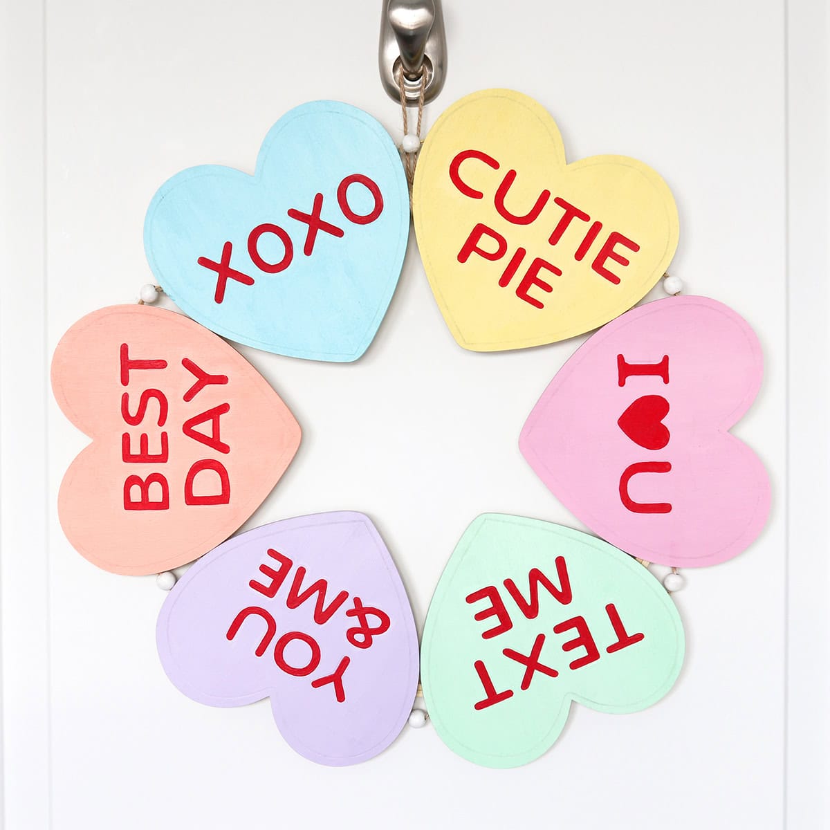 diy painted conversation heart wreath