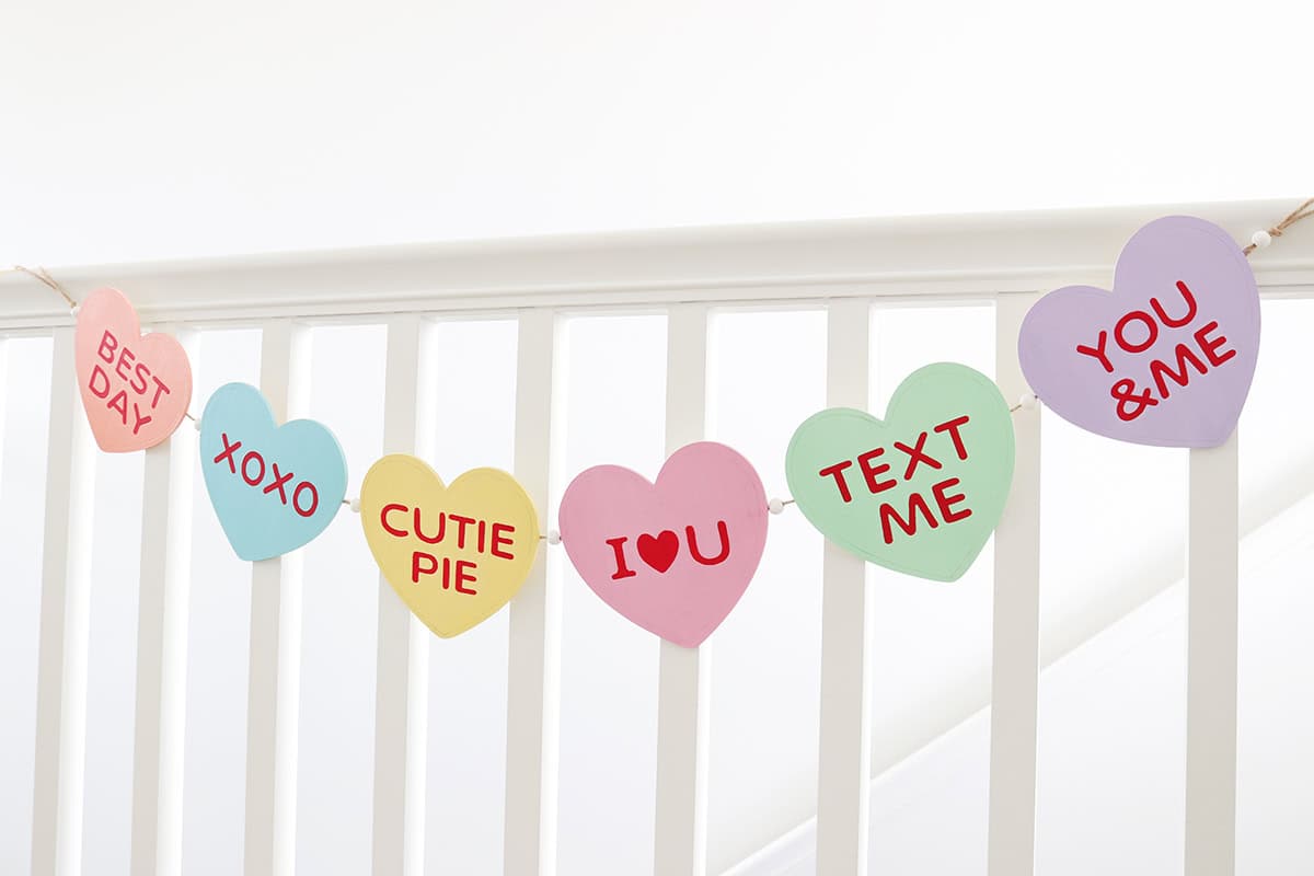 diy conversation heart garland paint craft for valentine's day