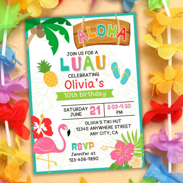 free printable luau birthday invitations