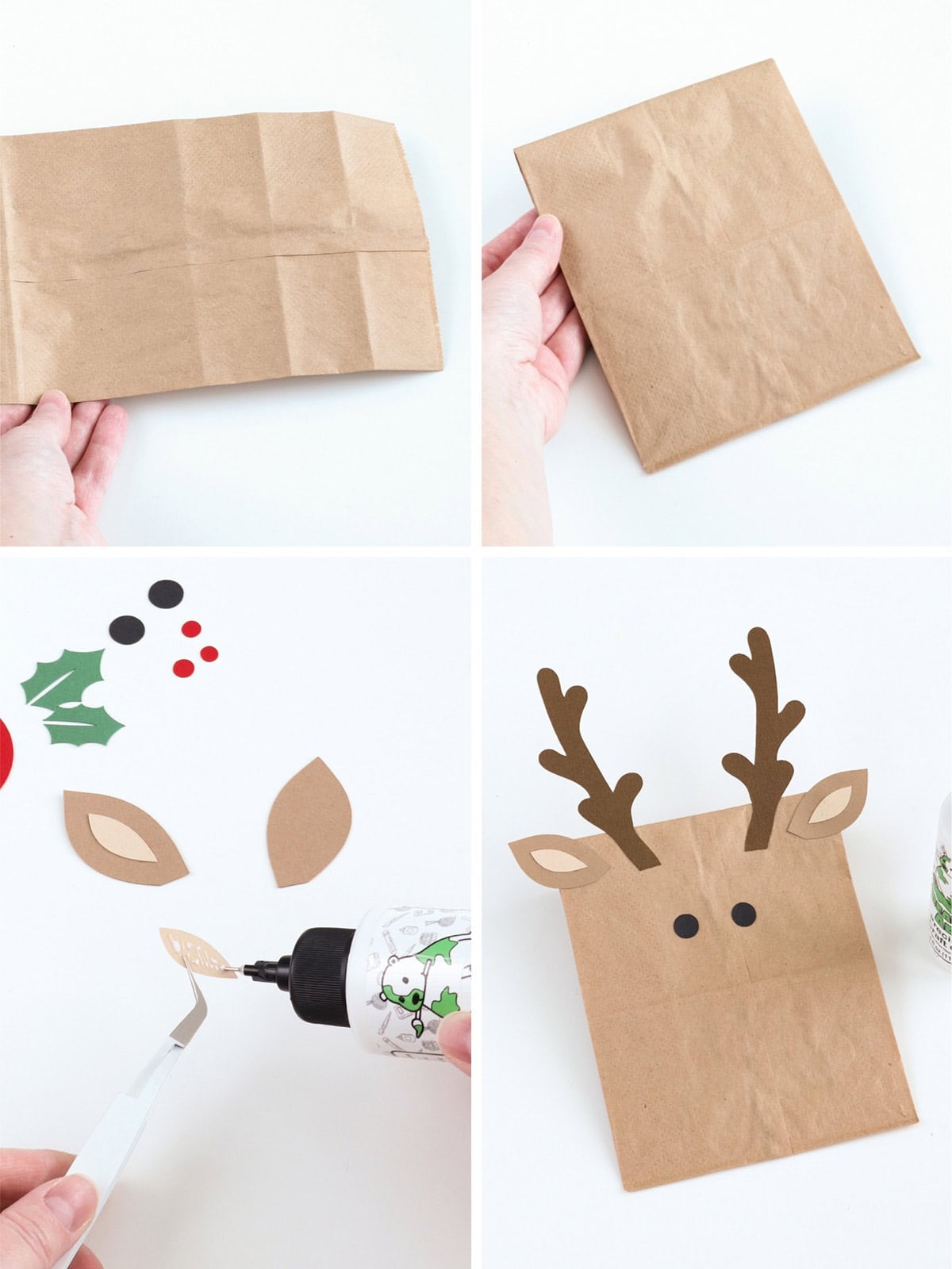 diy reindeer gift bags Christmas favor idea step by step tutorial