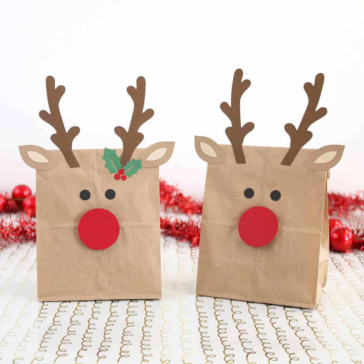 diy reindeer paper gift bag favors for Christmas