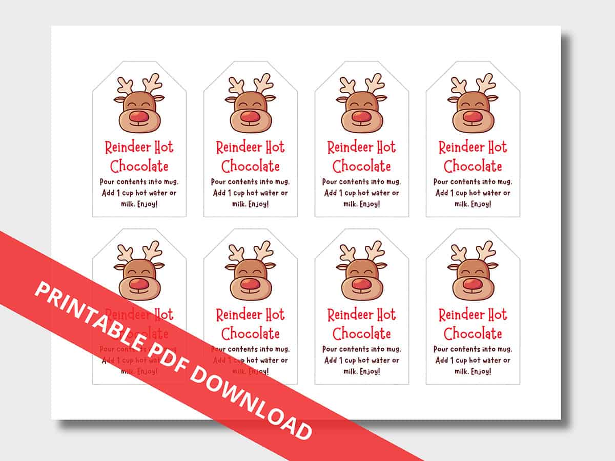 diy reindeer hot chocolate cones & free printable tags - aubree